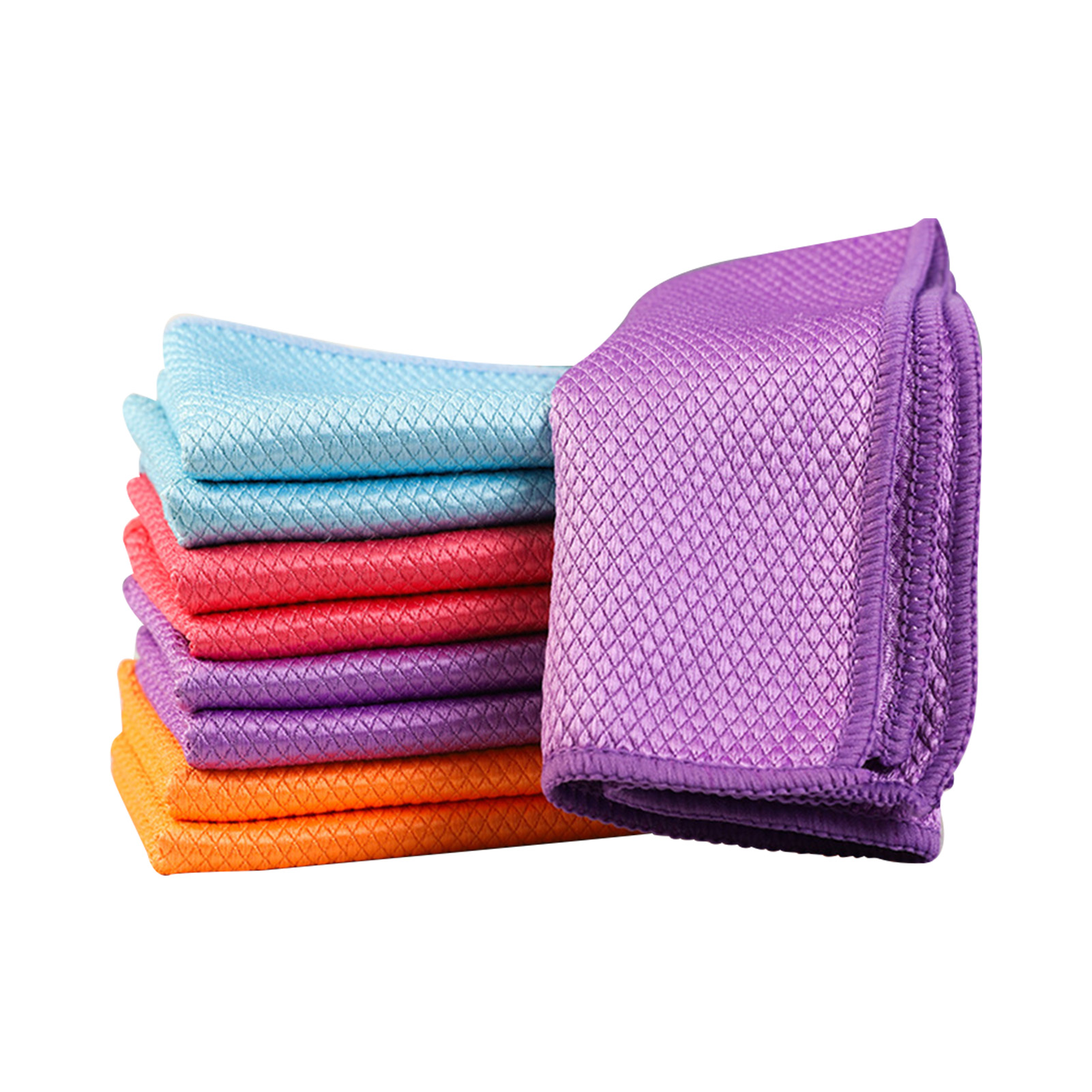 Fish Scale Microfiber Cleaning Cloth, Glass Nanoscale Cleaning Cloth, Wave Pattern, Rag for Washing Windows, Mirrors, Stainless Steel and More